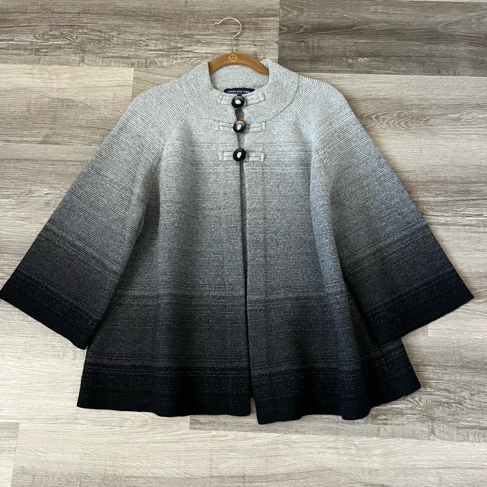 Jones New York ombre wool angora blend cardigan poncho 3/4 sleeve womens 1X